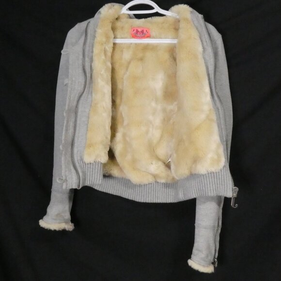 JUICY COUTURE | Pink Tag P | P2P 15 inches measured | Grey Hooded Zip-Up Jacket - Picture 4 of 16